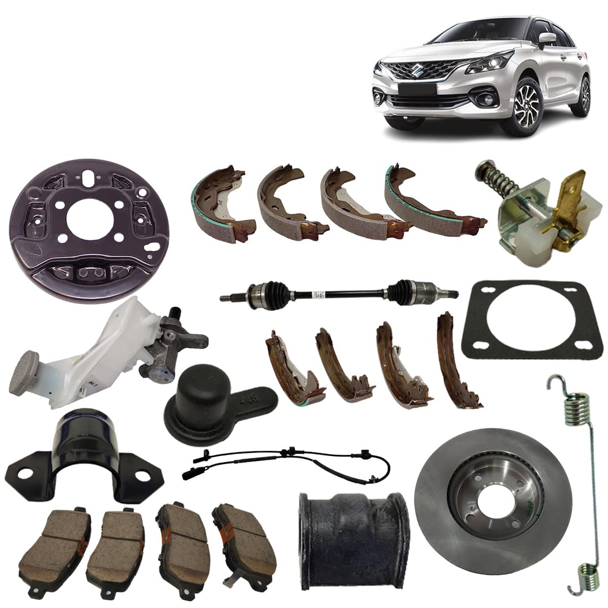 Suzuki Baleno Brake Parts - Brake Booster Cable Disc Shoe Brake Kit Caliper Hose Pad Sensor Wheel Cylinder Drum Plate Pipe